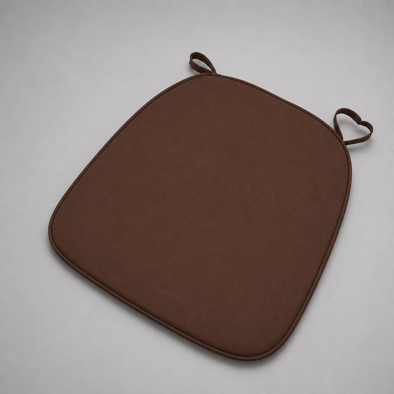 Brown square potholder with metal heart-shaped handles on white background